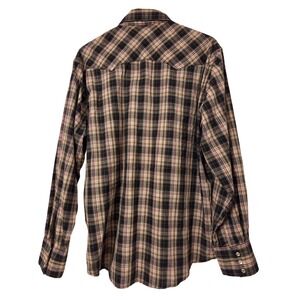 Wrangler Western Plaid Long Sleeve Snap Front Shirt Mens XL Beige Black Red